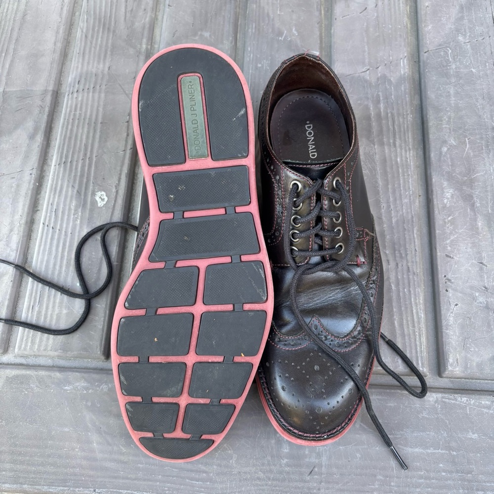 Donald J. Pliner Black Leather Oxfords with Red Sole